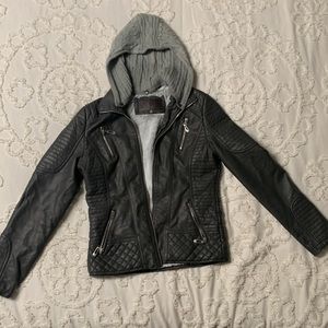YMI gray leather jacket, small, good condition.